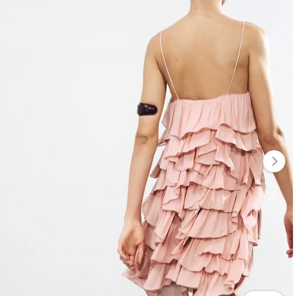 Zara Women $109 RUFFLED DRESS ZW COLLECTION Pale pink M NWT 2763/003 - Picture 6 of 6